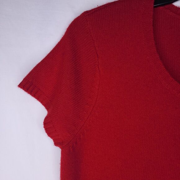 Talbots Sweater Petite Medium Red Merino Wool Cashmere Blend Vintage - Picture 3 of 11